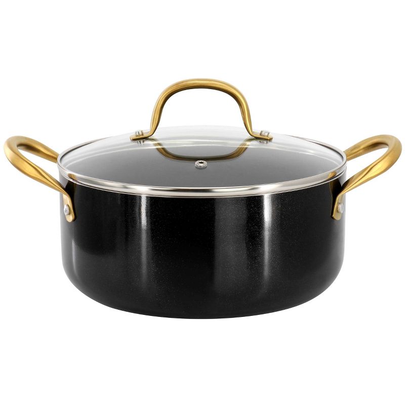 Gibson Home Ellsworth 5 Quart Nonstick Dutch Oven with Lid in Black and Gold, 1 of 6