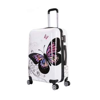InUSA Lightweight Hardside Medium Checked Spinner Suitcase - Butterfly