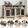 71" Double Dog Crate with 3 Storage Drawers & Sliding Barn Door, 2-in-1 Dog Kennel Furniture As TV Stand with Removable Divider for 2 Large Dogs - 3 of 4