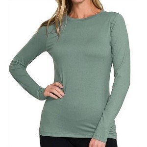Women's Back To Basic Round Neck Long Sleeve - ZENANA - 1 of 1