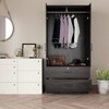 Gulches Modern Wood Black Wardrobe Closet with 2 Doors & 2 Drawers, Freestanding Armoire Storage Cabinet - 3 of 4