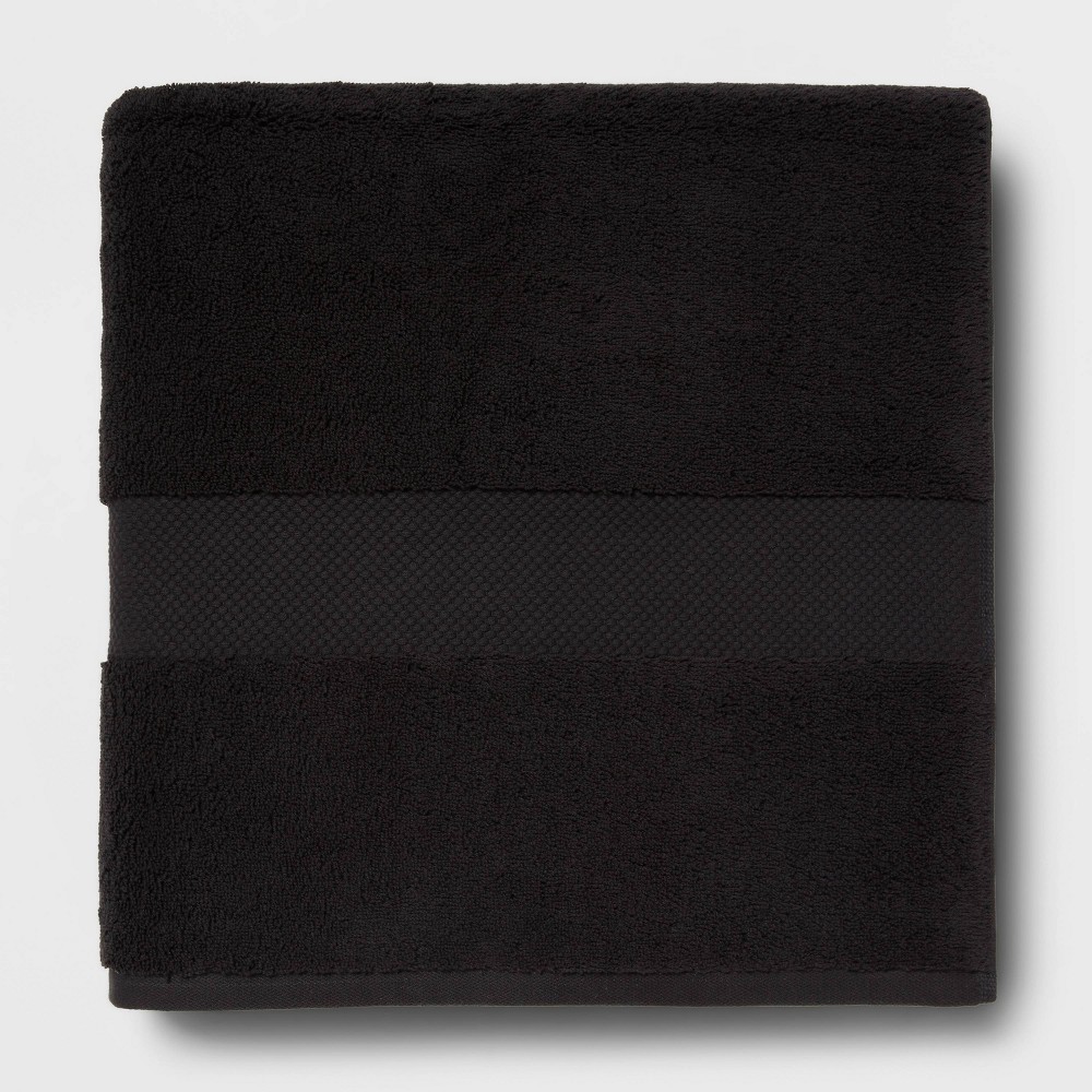 Photos - Towel Performance Plus Oversized Bath  Black - Threshold™: Cotton Terry, Fade-Resistant, 550-800 GSM, Machine Washable