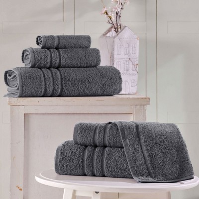 Coral Orange 6-Piece Turkish Cotton Bath Towel Set