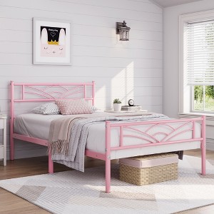 Yaheetech Metal Platform Bed Frame with Cloud-inspired Design Headboard - 1 of 4