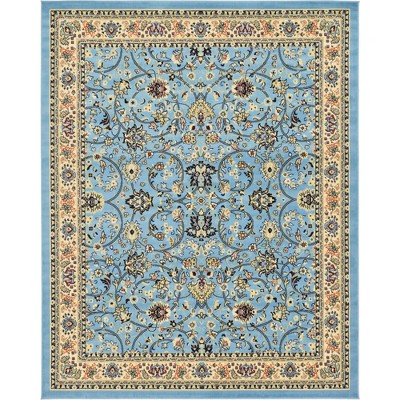 Light Blue and Ivory Synthetic 8' x 10' Reversible Area Rug