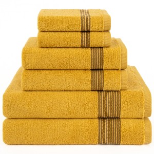 American Soft Linen Pleated Collection 100% Combed Cotton Luxury 6 Piece Towel Set, Zero Twist Ultra Soft and Plush Towels for Bathroom - 1 of 4