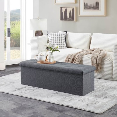 GlasFlength Ottomans and Benches, Stylish and Functional Storage for Every Room, Designs for Bedroom, Living Room, Playroom, Gray,47.3”*15”*15"
