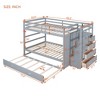 Full Over Full Bunk Bed with Twin Trundle, Storage Drawers & Staircase, Wooden Loft Bed for Kids & Adults, White/Gray/Espresso - ModernLuxe - 3 of 4