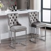 PAGED Bar Stools Set of 2 Modern Velvet Upholstered Modern Barstools with Button Back and Metal Base Counter Height Bar Stools for Bar - 2 of 4