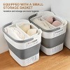 Racxily Foldable laundry basket, space saving, with small basket and handle, suitable for clothes in dormitories and homes - 3 of 4