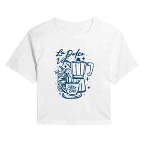 Women's - Emily in Paris - La Dolce Vita Cropped Graphic T-Shirt - 1 of 4