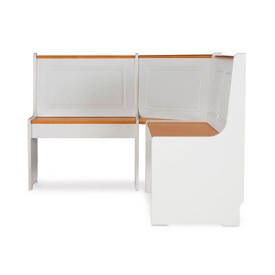 Ardmore White and Natural Finish Corner Nook Dining Set