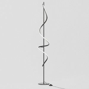 Infibrite 51" 24W Sculptural Curve Floor Lamp (Includes LED Light Bulb) Stepless Dimming Matte Black: ETL Listed, Iron Body, Push Button Switch - 1 of 3