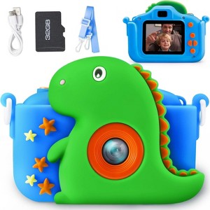 Joyfy 1080P HD Kids Digital Camera with Cute Silicone Case, Birthday Gifts for Boys 3-10 Year Old, Selfie Video Camera with 32GB SD Card (Dinosaur) - 1 of 4