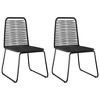 vidaXL Patio Dining Set 3 Piece, Dining Table Set with Glass Tabletop, Rattan Chairs with Steel Legs, Outdoor Furniture Set, Modern, PVC Rattan Black - 4 of 4