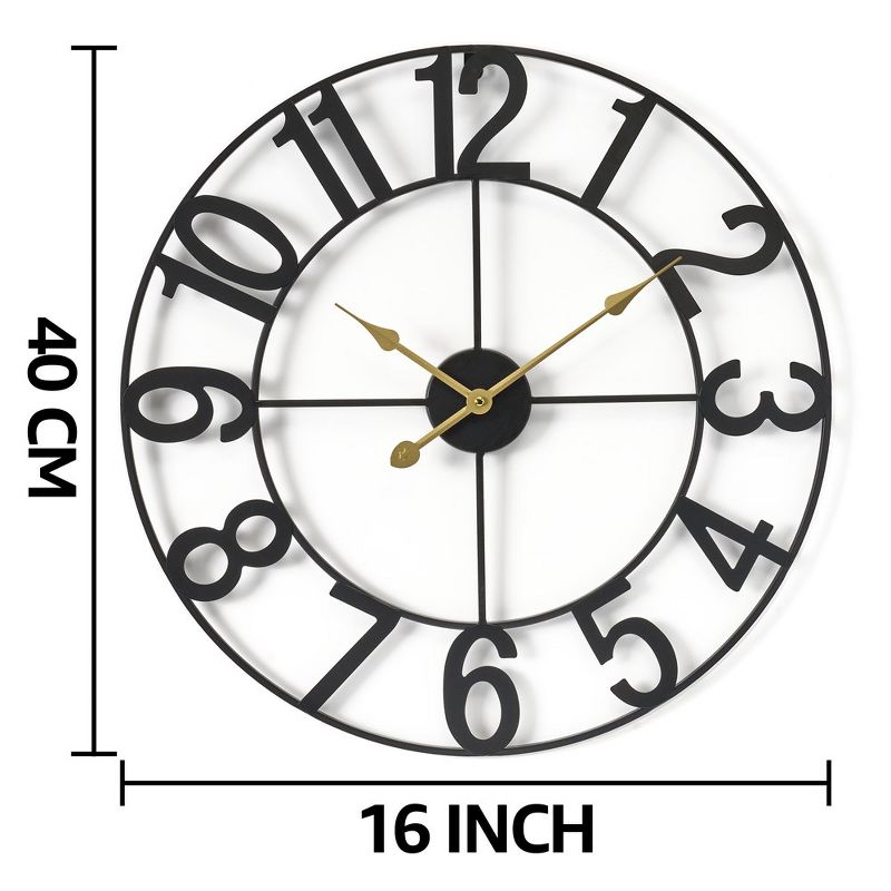 Sorbus Large Wall Clock for Living Room Decor - Numeral Wall Clock for Kitchen - 16-inch Wall Clock Decorative (Black), 3 of 7