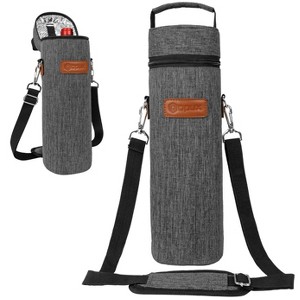 OPUX Wine Bag Single Bottle Carrier Tote Shoulder Strap, Insulated Thermal Carry Case Cooler Travel Picnic Beach Gift - 1 of 4