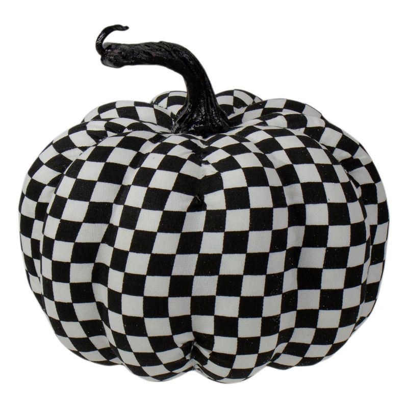 Northlight 6.5" White and Black Plaid Fall Harvest Tabletop Pumpkin, 2 of 5