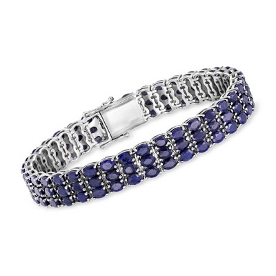 Ross-Simons 30.00 ct. t.w. Sapphire Tennis Bracelet in Sterling Silver Size 8