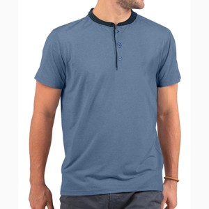 Men's Short Sleeve Henley T-Shirt with Contrast-Trim - 1 of 4