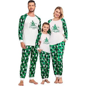 Ekouaer Christmas Pajamas for Family Long Sleeve Pjs Matching Sets with Plaid Pants Soft Sleepwear Loungewear - 1 of 3