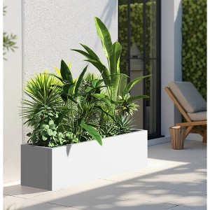 36"x10" Metal Planter Box with Trellis Privacy Screen for Café Patio,Garden & Balconies - 1 of 4
