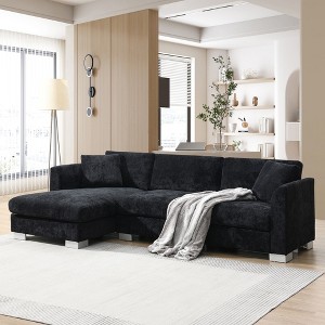 Whisen Modern Oversized Sectional Sofa, L-shaped Luxury Couch Set with Chaise and 2 Pillows - 1 of 4