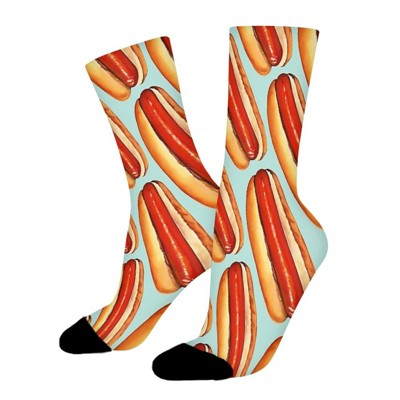 Hotdog Women Printed Crew Socks Funny Funky Socks Soft Polyester Novelty Gifts for Artists Men