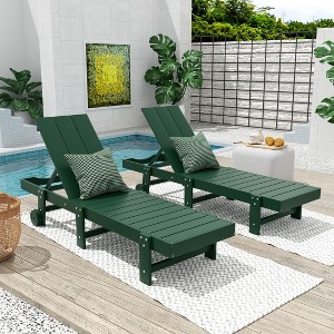 WestinTrends Ashore Modern Poly Reclining Chaise Lounge With Wheels (Set of 2pcs) - 1 of 3