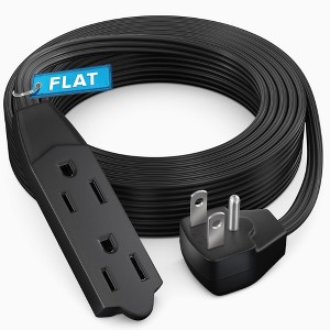 Maximm Flat Plug Extension Cord UL Certified 16 Gauge, 125V, 13 Amps, 1625 Watts Grounded 3-Prong Cord - 1 of 4