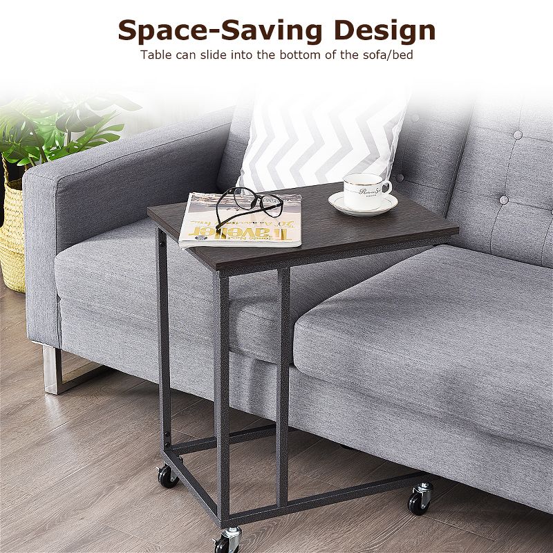 Tangkula C-Shaped Beside Sofa Laptop Table Multiple Magazines Snack Table, 5 of 8