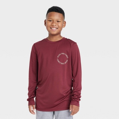 Boys' Long Sleeve 'Push The Limit' Graphic T-Shirt - All in Motion™ Maroon