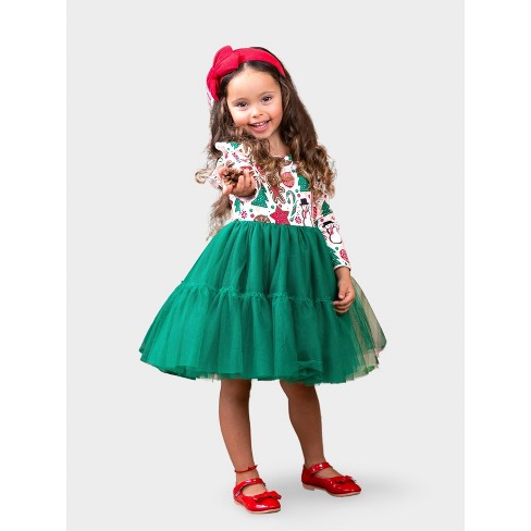 Christmas Faves Tutu Dress Mia Belle Girls Green 4t Target