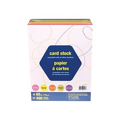 MyOfficeInnovations Cardstock Paper 65 lbs 8.5" x 11" Assorted Colors 400/Pack (25496) 578342