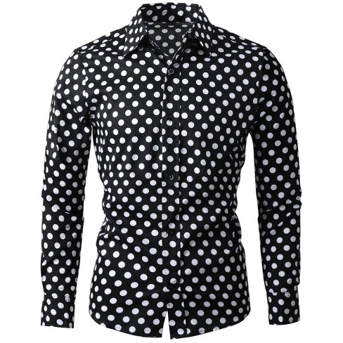 Lars Amadeus Men's Polka Dots Long Sleeves Dress Button Down Shirt : Target