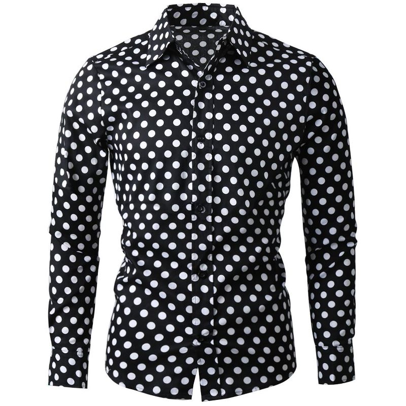 Lars Amadeus Men's Polka Dots Long Sleeves Dress Button Down Shirt, 1 of 8