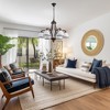 DORESshop 6-Light American Style Chandelier with Gold Accented E26 Downward Lights and White Glass Shades, No Bulb Included - 3 of 4