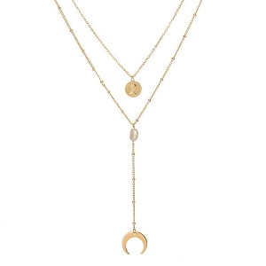 Hollywood Sensation Two Layer Necklace with Moon and Gypsy Coin - 1 of 3