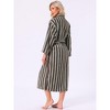 INSPIRE CHIC Women's Striped Bathrobe Midi Belt Closure Warm Fleece Fluffy Short Plush Robes - 4 of 4