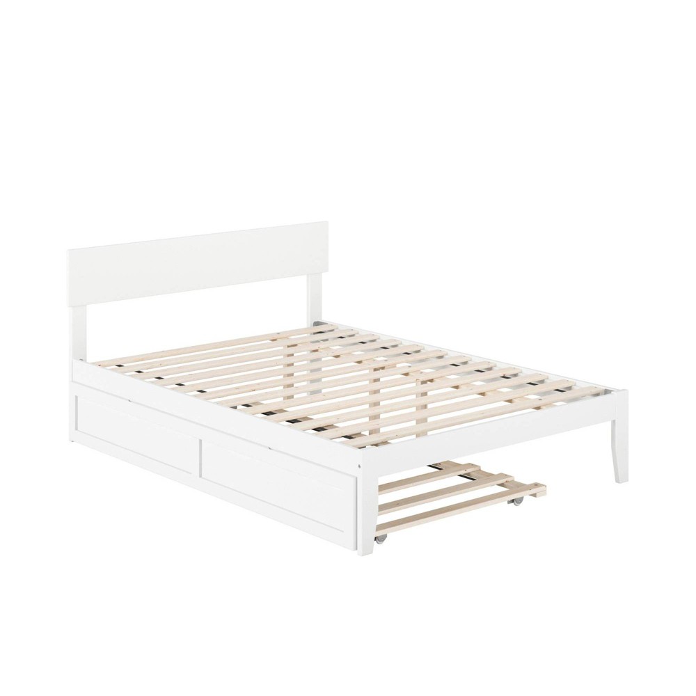 Photos - Bed AFI Full Boston  with Trundle White - : Modern Hardwood Frame, Slat Kit 