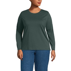 Lands' End Women's Relaxed Supima Cotton Long Sleeve Crew Neck T-Shirt - 1 of 4