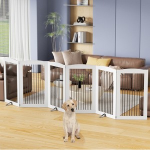 Freestanding Dog Gates,Foldable Dog Fence Indoor Puppy Gate for Stairs,Doorways,Stop Over Fence - 1 of 4