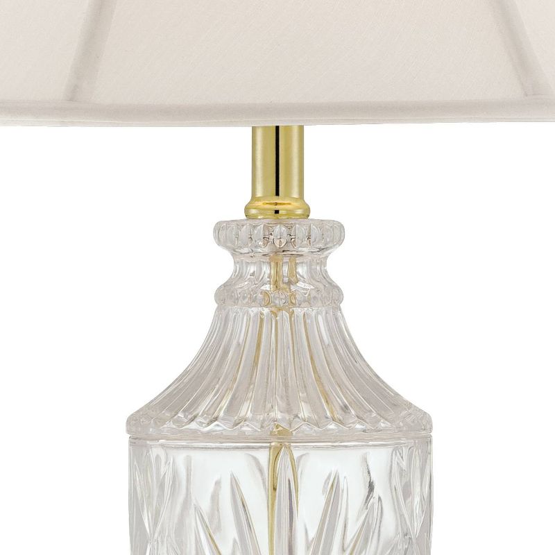 Regency Hill Traditional Style Table Lamp with Table Top Dimmer 26.5" High Cut Glass Brass Metal Cream Fabric Empire for Living Room Bedroom, 3 of 8