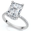 Pompeii3 Certified 3.20Ct Emerald Cut Diamond Side Halo Ring 14k White Gold Grown - 3 of 4