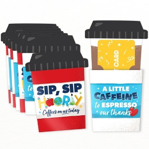 Big Dot of Happiness Assorted Thank You Teachers Coffee Cup Gift Card Holders with Envelopes, Teacher Appreciation Nifty Gifty Pack, Set of 8 - 1 of 4