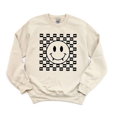 Simply Sage Market Women's Graphic Sweatshirt Halloween Bat Smiley Face