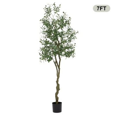 Artificial Olive Tree, Faux Potted Olive Tree With Realistic Leaves and Fruits, Fake Olive Tree for Home Office Living Room Bedroom Foyer Decor