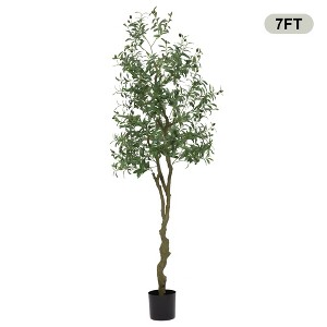 Artificial Olive Tree, Faux Potted Olive Tree With Realistic Leaves and Fruits, Fake Olive Tree for Home Office Living Room Bedroom Foyer Decor - 1 of 4