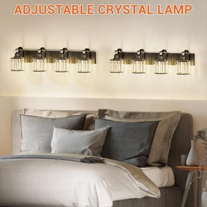 Industrial Modern Vanity Light with Up/Down Mount - Refractive Glass Shade, Black, Dimmable, for Bathroom & Bedroom - 1 of 4