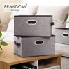 Aoibox Large Foldable Storage Bins Linen Fabric Cubes with Leather Metal Handles Decorative for Closet Nursery Office 3 Pack - 2 of 4